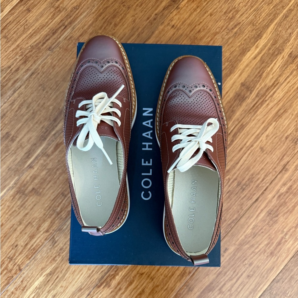 Cole Haan Women’s OG Platform Wingtip Oxford Rose Gold Size 7
